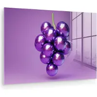 MuchoWow Glasschilderij 180x120 cm - Schilderij acrylglas - Druif - Disco - Glitter - Paars - Foto op glas - Muurdecoratie woonkamer - Wanddecoratie slaapkamer - Schilderijen