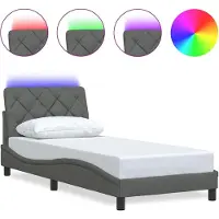 vidaXL Bedframe met LED zonder matras 80x200 cm stof donkergrijs