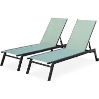 Sweeek - Set van 2 ligstoelen van aluminium en textiel met meerdere standen en wieltjes - elsa