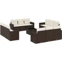 vidaXL 13-delige Loungeset met kussens poly rattan bruin