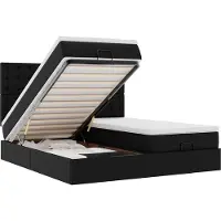 vidaXL Bed poef met matrassen en LED's 180x200cm kunstleer zwart