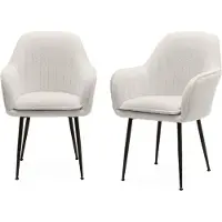 Sweeek Bouclé fauteuil met metalen poten (set van 2) Wit bouclé