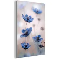 MuchoWow Aluminium schilderij 20x30 cm - Wanddecoratie metaal - Cosmos - Bloemen - Natuur - Blauw - Metalen muurdecoratie woonkamer - Decoratie industrieel - Foto op dibond - Industriële accessoires slaapkamer