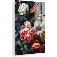 MuchoWow Glasschilderij 120x180 cm - Schilderij acrylglas - Vintage - Kleurrijk - Bloemen - Modern - Foto op glas - Muurdecoratie woonkamer - Wanddecoratie slaapkamer - Schilderijen