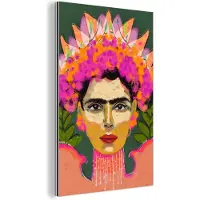 MuchoWow Aluminium schilderij 20x30 cm - Wanddecoratie metaal - Kleuren - Vrouw - Portret - Roze - Metalen muurdecoratie woonkamer - Decoratie industrieel - Foto op dibond - Industriële accessoires slaapkamer