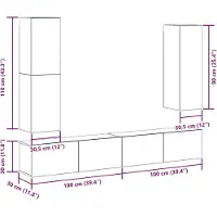 vidaXL 4-delig Tv-meubelset wandmontage bewerkt hout artisanaal eiken