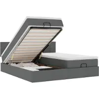 vidaXL Ottoman bed met matrassen en LED's 180x200cm stof donkergrijs
