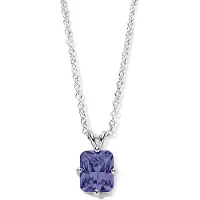 New Bling 9NB-1273 Zilveren ketting met Hangertje - Zirkonia - Rechthoek - Blauw - 10x8mm - Ankerschakel - 1,65mm Dikte - 43+5cm - Rhodium - Zilver