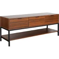 Sweeek Walnootkleurig houten TV meubel met 3 laden Walnoot