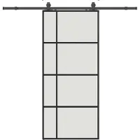 vidaXL Schuifdeur met beslagset 90x205 cm ESG glas zwart