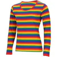 Apollo - Party T-shirt dames lange mouwen - Strepen - Rainbow - Maat M - Carnaval - Carnavalskleding dames - Carnavalskleding
