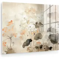 MuchoWow Glasschilderij 160x120 cm - Schilderij acrylglas - Bloemen - Japandi - Wabi sabi - Foto op glas - Muurdecoratie woonkamer - Wanddecoratie slaapkamer - Schilderijen