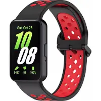 Strap-it Siliconen sport bandje met gespsluiting - geschikt voor Samsung Galaxy Fit 3 (zwart/rood)