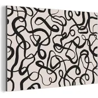 MuchoWow Aluminium schilderij 180x120 cm - Wanddecoratie metaal - Lijnen - Kunst - Zwart - Beige - Metalen muurdecoratie woonkamer - Decoratie industrieel - Foto op dibond - Industriële accessoires slaapkamer