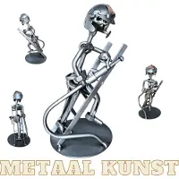 GS Brandweerman op ladder-metaal kunst-metaal beeld-brandweer-het best cadeau-uniek-verjaardag-sinterklas gift-geschenk
