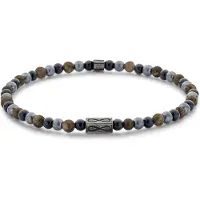 Frank 1967 Junior - 7FJB-0037-S - kralenarmband jongens - tijgeroog, hematiet en zwart agaat - 4 mm - 15 cm
