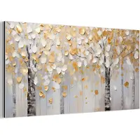 MuchoWow Aluminium schilderij 40x20 cm - Wanddecoratie metaal - Bomen - Aquarel - Kunst - Natuur - Metalen muurdecoratie woonkamer - Decoratie industrieel - Foto op dibond - Industriële accessoires slaapkamer