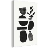 MuchoWow Aluminium schilderij 40x60 cm - Wanddecoratie metaal - Japandi - Zwart - Abstract - Metalen muurdecoratie woonkamer - Decoratie industrieel - Foto op dibond - Industriële accessoires slaapkamer