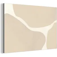 MuchoWow Aluminium schilderij 60x40 cm - Wanddecoratie metaal - Abstract - Beige - Moderne kunst - Metalen muurdecoratie woonkamer - Decoratie industrieel - Foto op dibond - Industriële accessoires slaapkamer