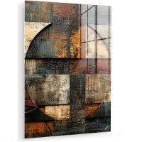 MuchoWow Glasschilderij 120x160 cm - Schilderij acrylglas - Kunst - Bruin - Abstract - Hout motief - Foto op glas - Muurdecoratie woonkamer - Wanddecoratie slaapkamer - Schilderijen
