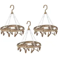 Urban Living Wasgoed droogcarrousel/droogmolen - 3x - 18 clips/knijpers - beige - kunststof - 32 cm