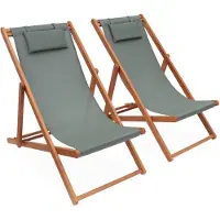 Sweeek Houten Stoelen - Creus - 2 geoliede Eucalyptus ligstoelen met Savannah hoofdsteunkussen