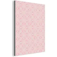 MuchoWow Aluminium schilderij 120x160 cm - Wanddecoratie metaal - Patroon - Vormen - Beige - Roze - Metalen muurdecoratie woonkamer - Decoratie industrieel - Foto op dibond - Industriële accessoires slaapkamer