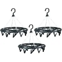 Urban Living Wasgoed droogcarrousel/droogmolen - 3x - 18 clips/knijpers - antraciet - kunststof - 32 cm