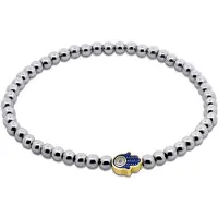 CO88 Collection - 8CB-91358 - stalen kralenarmband vrouwen met hand - 4 mm - zilverkleurig