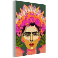 MuchoWow Aluminium schilderij 60x80 cm - Wanddecoratie metaal - Kleuren - Vrouw - Portret - Roze - Metalen muurdecoratie woonkamer - Decoratie industrieel - Foto op dibond - Industriële accessoires slaapkamer