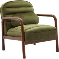 Sweeek - Vintage fauteuil met walnootkleurig hout en fluweel - amélie