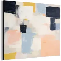 MuchoWow Aluminium schilderij 40x30 cm - Wanddecoratie metaal - Kunst - Wit - Abstract - Modern - Metalen muurdecoratie woonkamer - Decoratie industrieel - Foto op dibond - Industriële accessoires slaapkamer