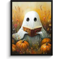 PosterMonkey Poster in lijst - Fotolijst 60x80 cm - Posters - Halloween - Spook - Herfst - Pompoen - Bloemen - Natuur - Posterlijst zwart - Decoratie - Wanddecoratie woonkamer - Muurdecoratie slaapkamer