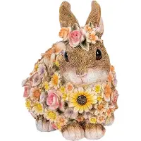 Clayre & Eef Decoratie Beeld Konijn 19x12x18 cm Beige Kunststof