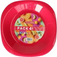 PlasticForte Verjaardag/kinderen/camping borden - 4x stuks - Dia 21 cm - roze - kunststof - onbreekbaar