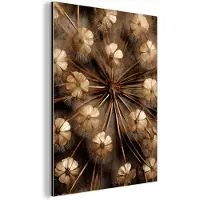 MuchoWow Aluminium schilderij 30x40 cm - Wanddecoratie metaal - Droogbloemen - Bruin - Natuur - Metalen muurdecoratie woonkamer - Decoratie industrieel - Foto op dibond - Industriële accessoires slaapkamer