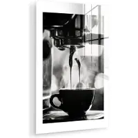 MuchoWow Glasschilderij 120x180 cm - Schilderij acrylglas - Coffee - Espresso - Koffiemachine - Kop - Foto op glas - Muurdecoratie woonkamer - Wanddecoratie slaapkamer - Schilderijen