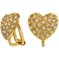 Traveller Clip Oorbellen - Oorclips Dames - Hart - Goud - Kristallen - Preciosa Crystals - 11 x 10 mm - 22kt Verguld - 157796