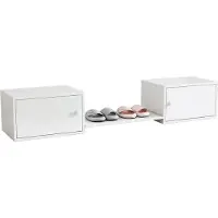 Merax Schoenkast - Multifunctioneel Meubel voor de Hal - Witte Schoenenbank met Opbergruimte - Geschikt voor Onder Bed of bij de Deur - 189x40x34,5 cm