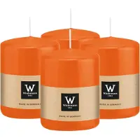 Wiedemann Cilinderkaars/stompkaars - 4x - oranje - 6 x 8 cm - 29 branduren - zuilkaarsen