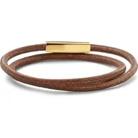 Frank 1967 – Heren Armband – 7FB-0753-40 - dubbele lerenarmband heren - mat cognac - 40 cm