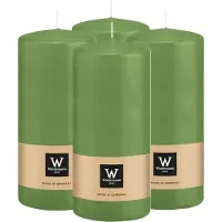 Wiedemann Cilinderkaars/stompkaars - 4x - lichtgroen - 15 x 7 cm - 63 branduren - zuilkaarsen