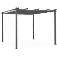 Sweeek Pergola, aluminium, 3x3m, met uitschuifbaar zonnescherm Grijs