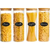 Five Stars Voorraadpotten - 4 Delige Set - 1900 ML - Glazen Potjes Met Deksel - BPA-vrij - Met Pen & Herschrijfbare Stickers - Snoeppot