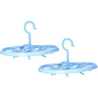 Did Droogcarrousel/droogmolen - 2x - blauw - met 12 knijpers - 26,5 cm