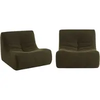Sweeek Fauteuils boucléstof Sokol 1 zitplaats (set van 2) Donker kaki