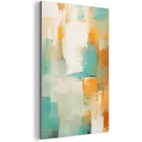 MuchoWow Aluminium schilderij 60x90 cm - Wanddecoratie metaal - Kunst - Abstract - Blauw - Wit - Metalen muurdecoratie woonkamer - Decoratie industrieel - Foto op dibond - Industriële accessoires slaapkamer