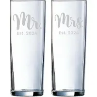 Arcoroc Gegraveerde set longdrinkglazen 31cl Mr. Est. 2024 - Mrs. Est. 2024
