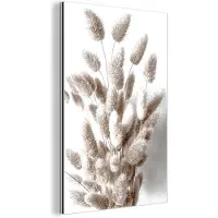 MuchoWow Aluminium schilderij 100x150 cm - Wanddecoratie metaal - Planten - Pluimen - Wit - Metalen muurdecoratie woonkamer - Decoratie industrieel - Foto op dibond - Industriële accessoires slaapkamer