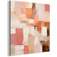 MuchoWow Aluminium schilderij 50x50 cm - Wanddecoratie metaal - Kunst - Roze - Abstract - Metalen muurdecoratie woonkamer - Decoratie industrieel - Foto op dibond - Industriële accessoires slaapkamer